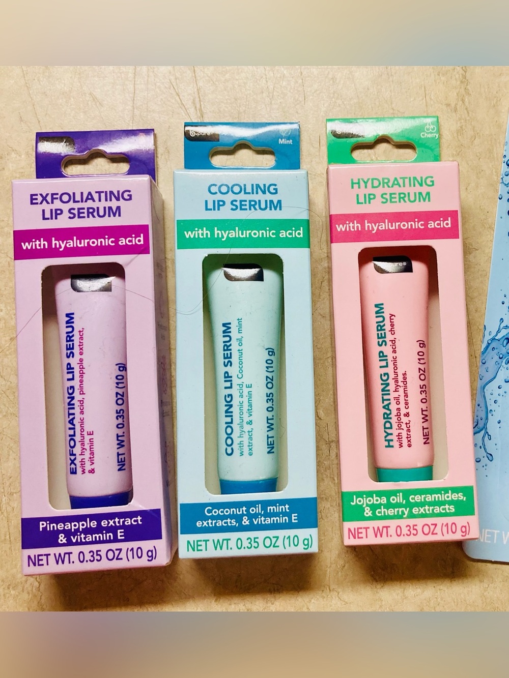 B Pure Hydrating Lip serum, Exfoliating Lip Serum & Cooling Lip Serum (Lot Of 3)